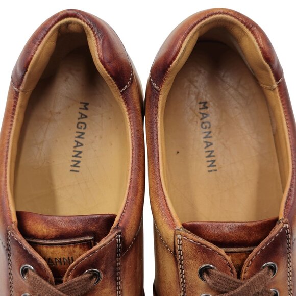 Magnanni Spain Patina Brown Leather Fashion Sneakers Mens 7.5 Casual Dress Shoes - Picture 5 of 9